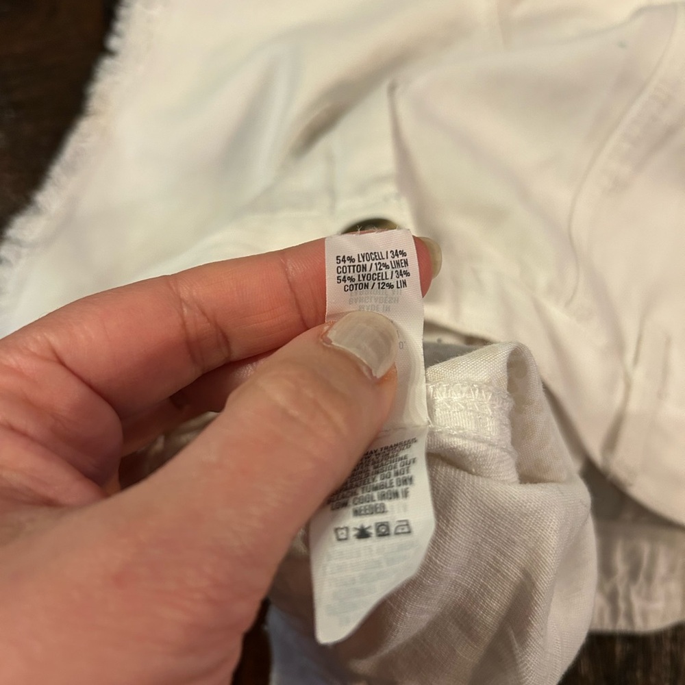 Aerie High Waist White Linen Blend Frayed Shorts - Picture 5 of 10